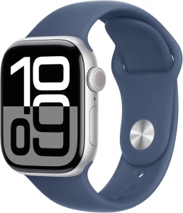 Watch 42mm Silver Aluminium Case with Denim Sport Band - M/L (MWWC3) Series 10
