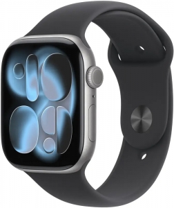 Watch 42mm Space Gray Aluminum Case with Black Sport Band - M/L (MEQX4) Series 11