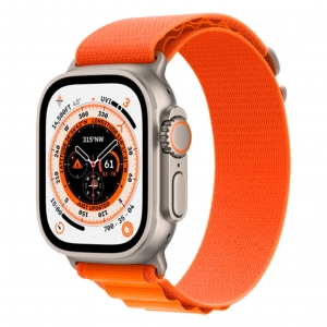 Watch Ultra 49mm Titanium Case with Orange Alpine Loop - L (MQEV3/MQFM3)
